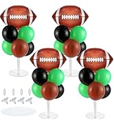 4 Sets Football Party Balloons Stand Kit with 4 Rugby Ball Foil Balloons Football Themed Party Ba...