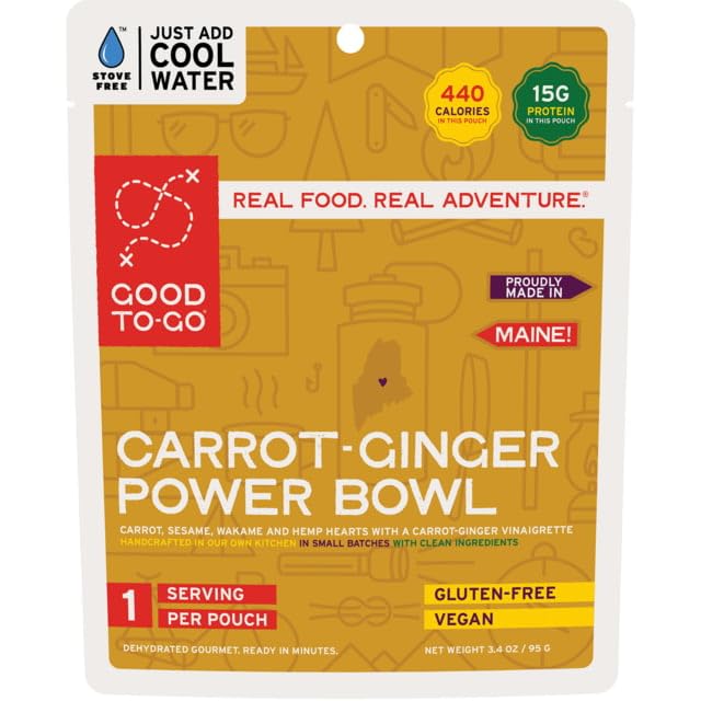 GOOD TO-GO Carrot-Ginger Power Bowl Stove-Free™ Cold Soak (Single Serving) | No Stove Required! Cold Soak Camping & Backpacking Food | Just Add Water Backpacking Meals | Good To-Go Dehydrated Meals Taste Better Than Freeze Dried Food