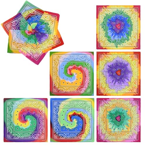 BAIWOVIS Tie Dye Paisley Pattern Bandanas for Men and Women
