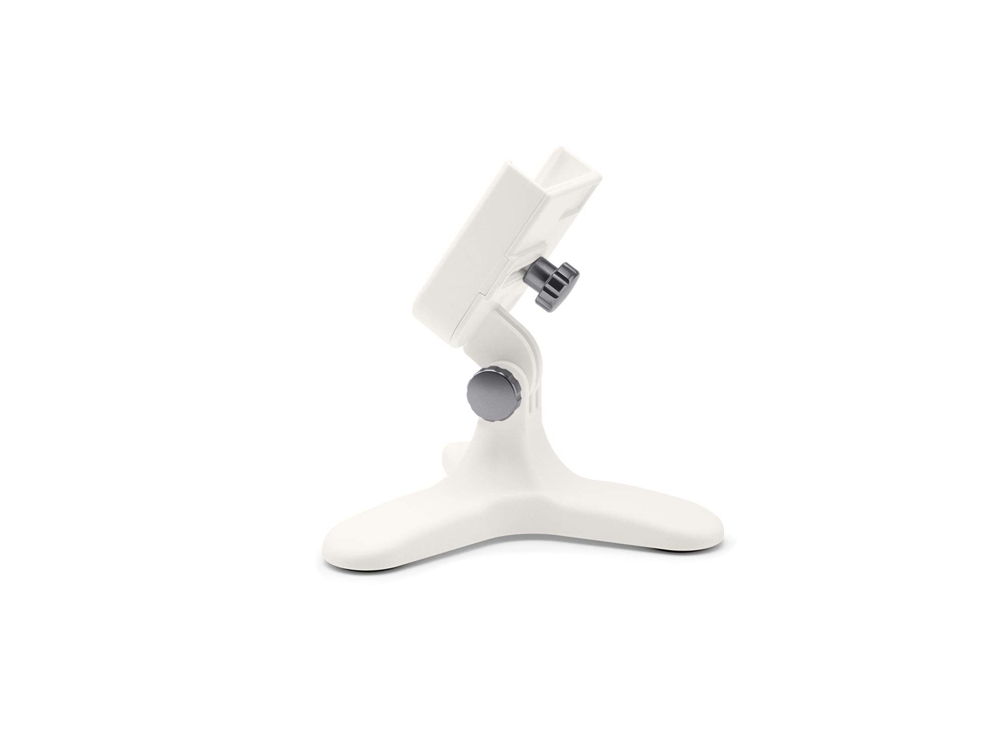 WeatherTech DeskFone in White- Adjustable, Universal Cell Phone Holder Mount Stand for Desk, Counter, Table - Tripod Design for iPhone &amp; Smartphone Charging - Graphite Metal Knobs