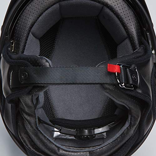 Indian Motorcycle Half Helmet With Retro Racing Stripe, Black - M #TOP4