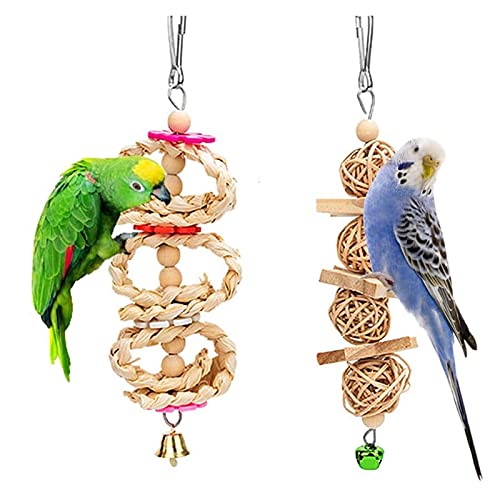 Vogelspeelgoed Praktische 8 Packs Bird Parrot Swing Hanging Toy, Natural Wood Bell Bird Cage Speelgoed voor papegaaien… - Afbeelding 6