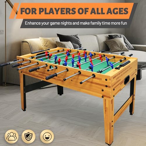 Seydrey 48\" Full Size Foosball Table, Table Soccer Set with 2 Footballs, Score Keeper, Solid and Sturdy Legs, Football Table for Home, Family, Kids, Adults