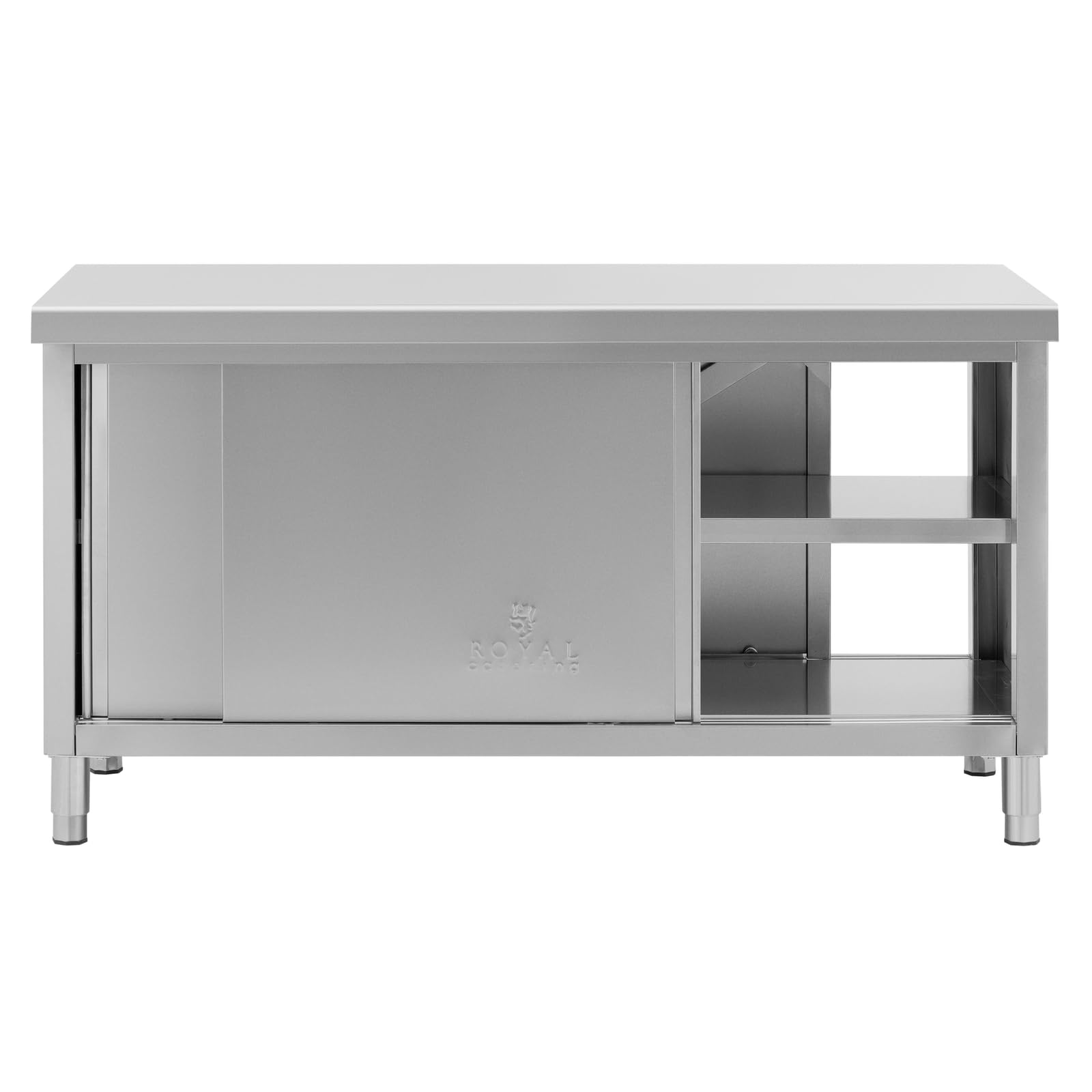 Royal Catering Mueble Neutro de Acero Inoxidable con Pasaplatos - ECO - 160 x 70 cm - 500 kg