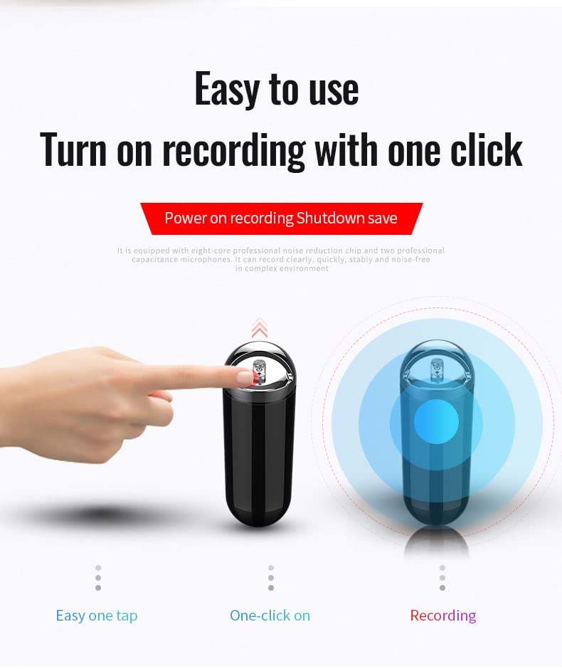 ZCMMF Mini Pendant Activated Voice Recorder Audio Recording Dictaphone Digital Voice 8GB