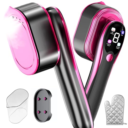 Image of Travel Steamer for Clothes, 1200W Portable Handheld Steamer for Clothes, Portable Steam with LCD Display, 10s Fast Heat-Up, 2-in-1 Powerful Wrinkle Remover for Home & Travel (Rose-bengal)