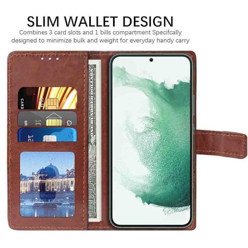Image of Flip Cover Back Case for Samsung Galaxy S22 5G | Premium Leather Finish | Inbuilt Pockets & Stand | Flip Cover Back Case for Samsung Galaxy S22 5G (Brown)