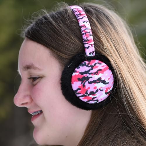 Popfizzy Pink Camo Girls Earmuffs, Kids Ear Muffs for Winter Girls, Cool Winter Ear Warmers for Kids, Adjustable Ear Muffs3