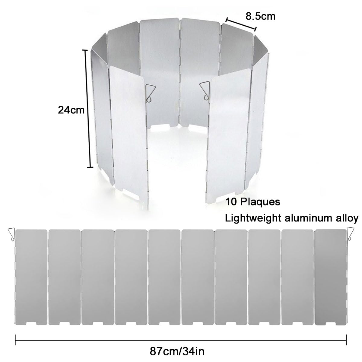 Paravento Per Fornello Da Campeggio - In Alluminio Pieghevole, 10 Pezzi