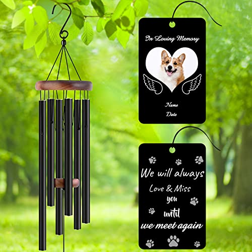 Image of Personalized Custom Wind Chimes Memorial Gift for Loss of Loved One Mother Dad Mom Dog Pets Customized Outdoor Sympathy Wind Chimes with Photo Text