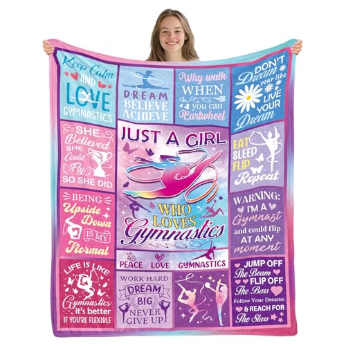 Wazzio Gymnastics Gifts for Girls/Teens/Sister, Dancer Gifts for Daughter Blanket, Gymnastics Blanket for Dance Lovers, Just A Girl Who Loves Dance Gifts for Girls on Birthday 40x50 in