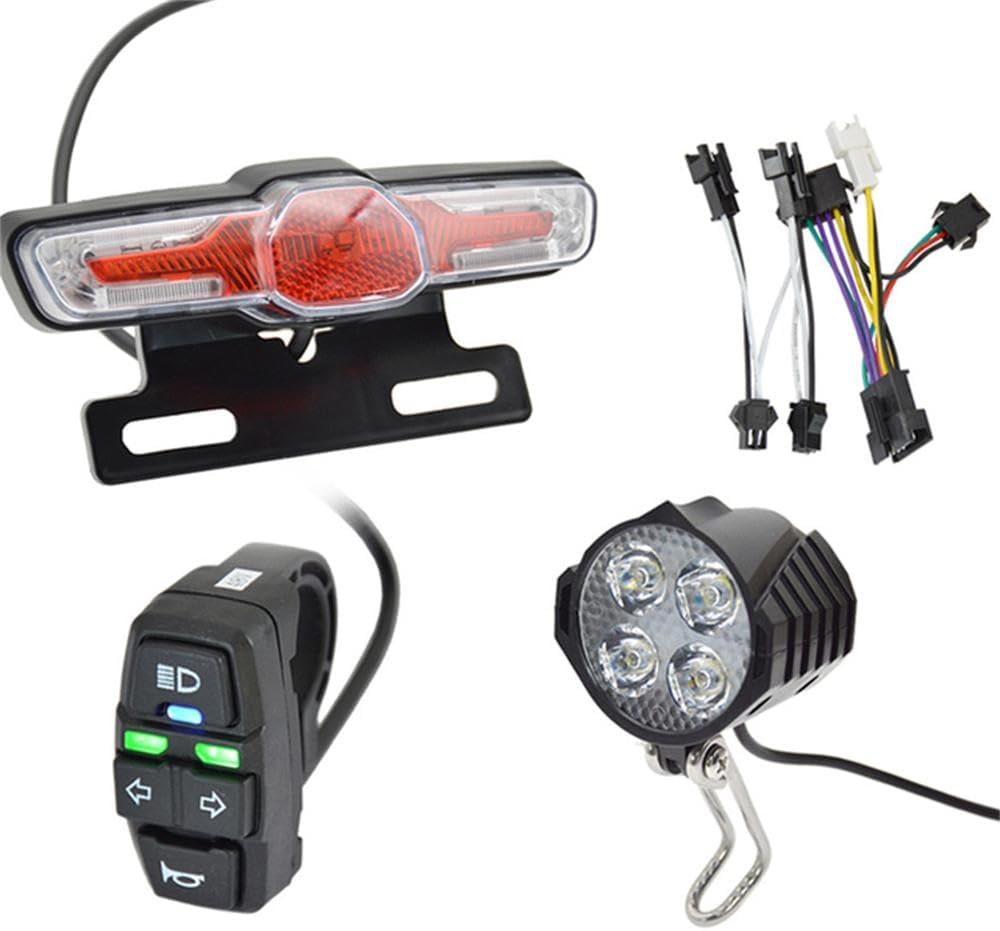 Ebike Headlight and Tail Light Sets,E-Bike Headlight Turn Signal Rear Light,E-Bike LED Headlights with Horn Function