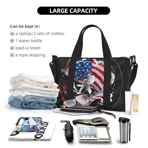 Carry On Duffle Bags Overnight Weekender Bags for Women, Largemouth Bass Fish in USA Personal Item Travel Bag, Travel Essentials Sport Gym Bag for Men Women4