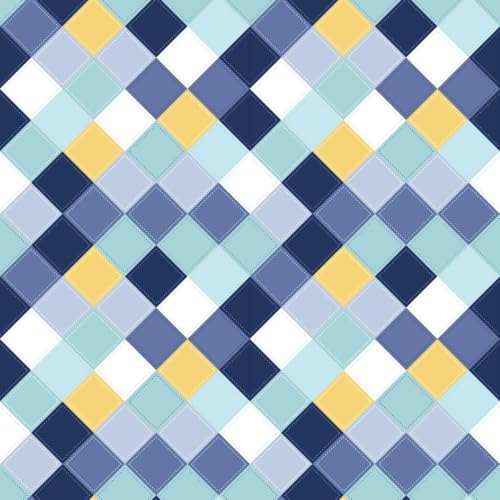Image of LORETO - A QUALITY LINEN BRAND 144 TC 100% Pure Cotton King Size Fitted Bedsheet with 2 Pillow Covers for 72 x 72 Inch Mattress, All-Around Elastic, 8 Inch Deep Pocket, Vivid Blue and Yellow Checkered