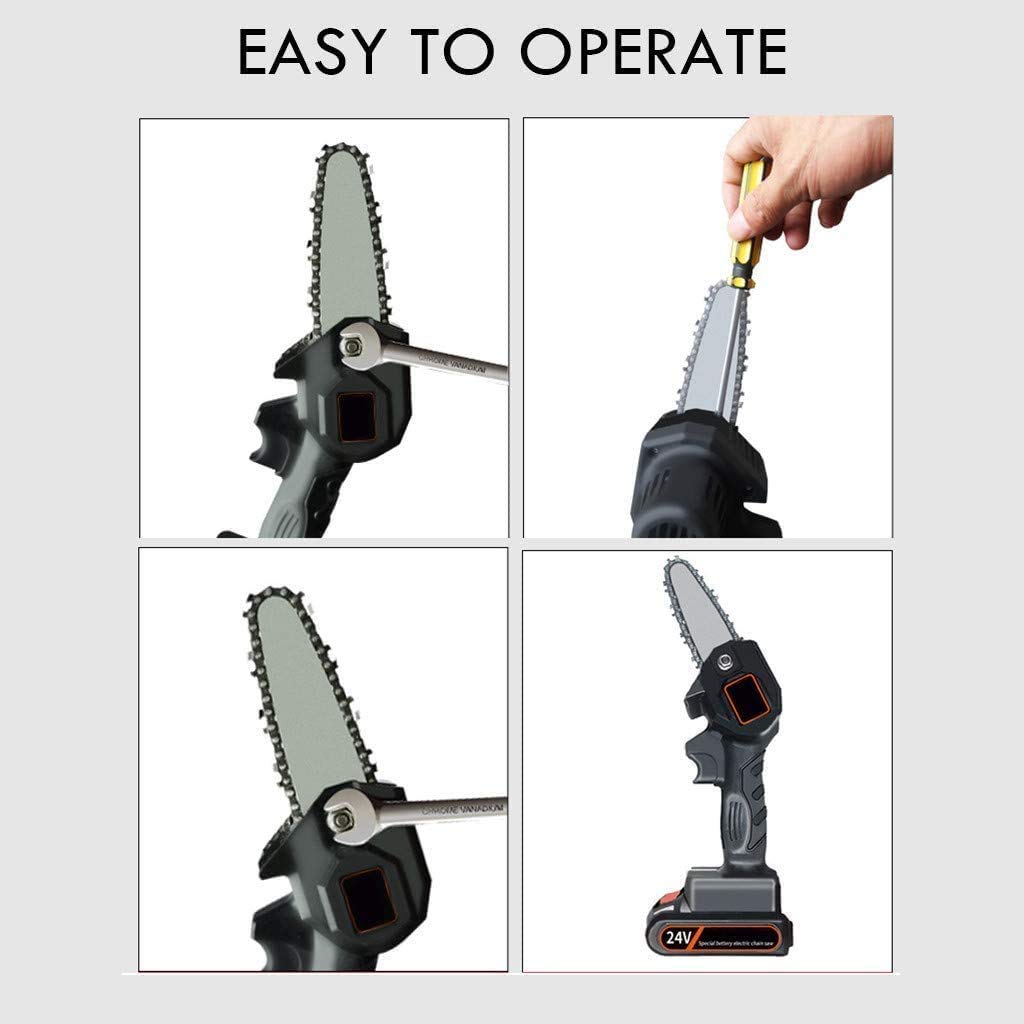 Yilu Mini piła elektryczna, mini piła łańcuchowa, 10 cm, bezprzewodowa, elektryczna, przenośna piła łańcuchowa, mała bezprzewodowa ręczna piła elektryczna, przenośna elektryczna piła do cięcia drewna