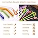 PYRAWS Healthy Reusable Glass Straws | Travel Case Multi Color 200 mm X 8mm Reusable Drinking Straw Case Set | Perfect for Home, Office or Gift | Shatter Resistant | Zero Waste & Safe