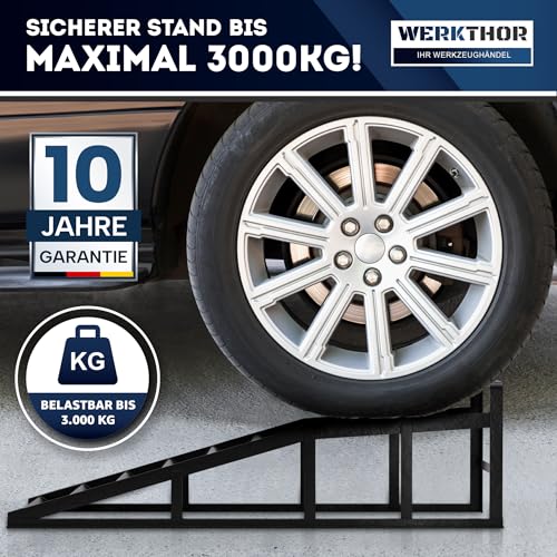 WERKTHOR Auffahrrampe PKW Metall - [2er Set] Auffahrrampen für maximalen Halt [