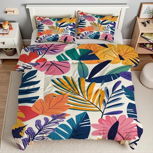 Housse couette en microfibre douce tropicale 200x200 cm avec fermeture éclair pratique