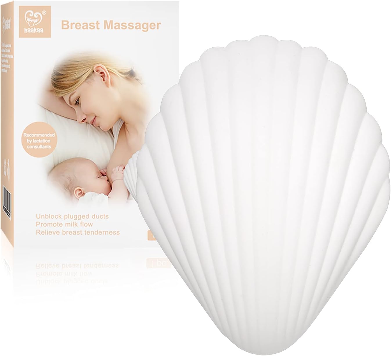 haakaa Breast Massager-Lactation Support for Clogged Duct,Engorgement,Mastitis,Breastmilk Flow- Nursing &amp; Pumping MomsUSB Rechageable,Waterproof