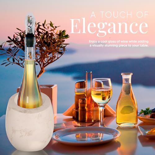 Homeries Marble Wine Chiller Bucket - Wine & Champagne Cooler for Parties, Dinner – Keep Wine & Beverages Cold – Holds Any 750ml Bottle - Ideal Gift for Wine Enthusiasts (Matte White)