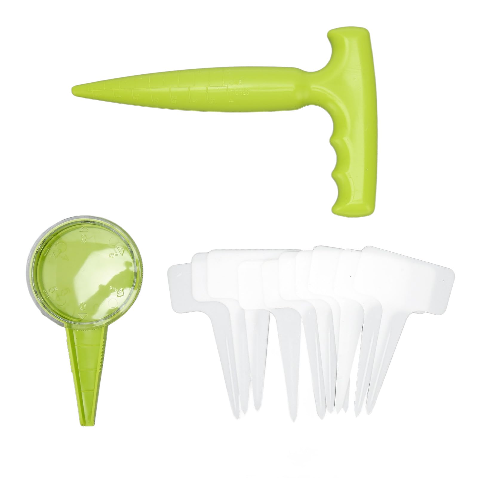 Yuecoom Seed Dispenser Planter Tool Set Seeder Sower with 5 Dial Settings Plant Dibber with Measurements 10 Plant Label for Planting Garden Supplies