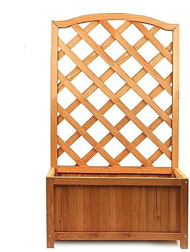 SG Traders Rectangular Wooden Planter With Lattice For Vines Garden Climbing Flower Pot, Box Garden Patio Wood Trellis Panel Plant Pot, Garden Planter for Plants