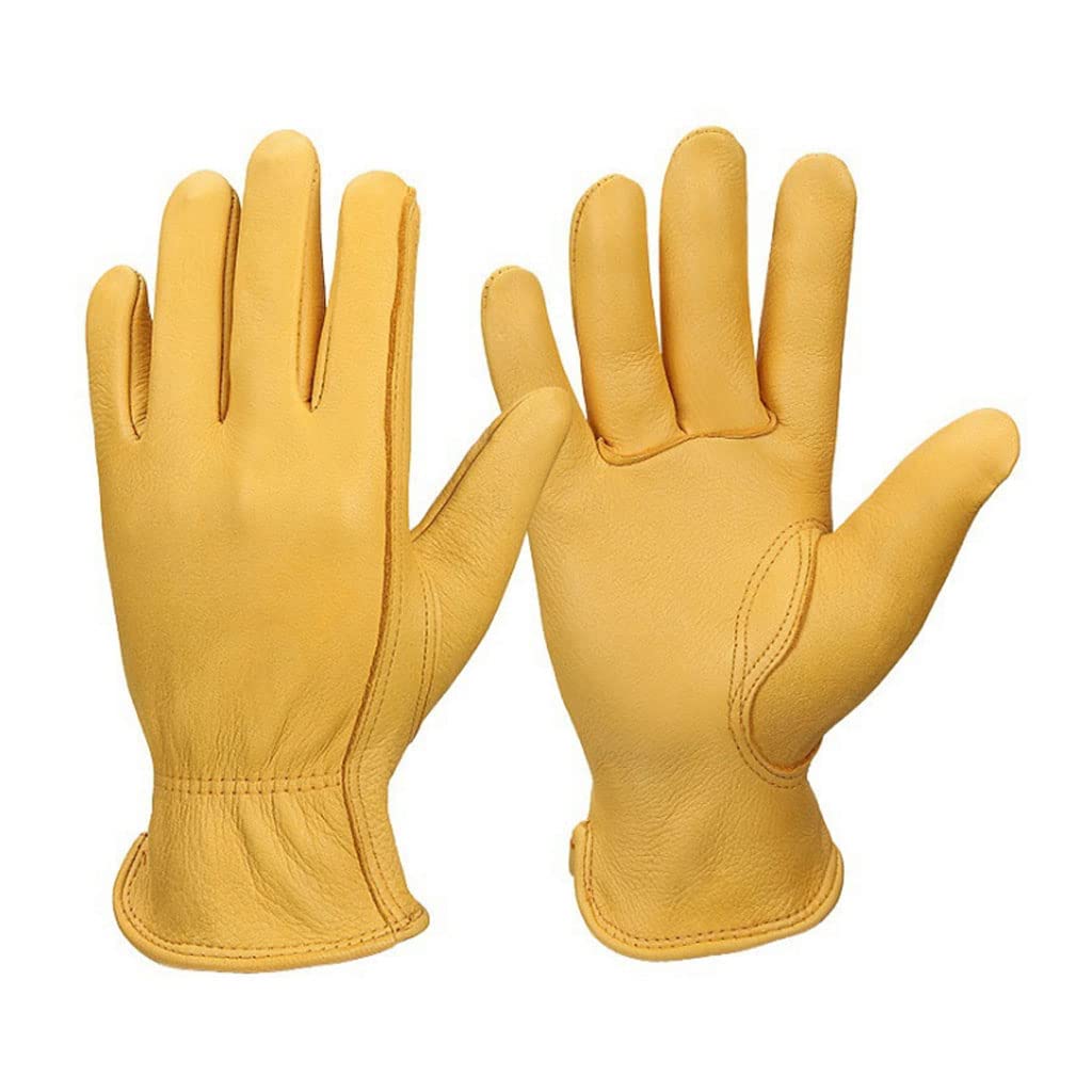 yellow leather winter gloves