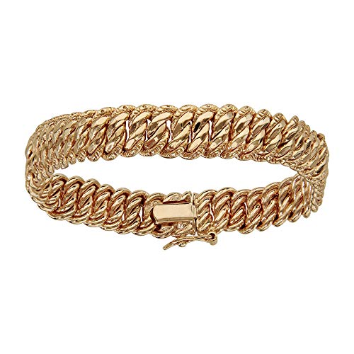 1001 Bijoux Bracelet plaqué or gourmette americaine massive 10mm 19,5cm + écrin (offert)