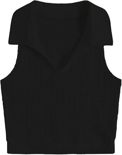 TOPLOT Women's V-Neck Solid Textured Tank Top