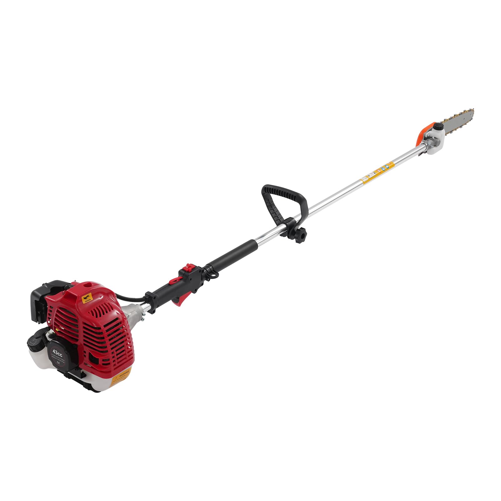 Podadora de gasolina, podadora, varillas, motosierra de 43 cc, motor de gasolina con barra larga de 1,5 m, depósito de 1 L, color rojo