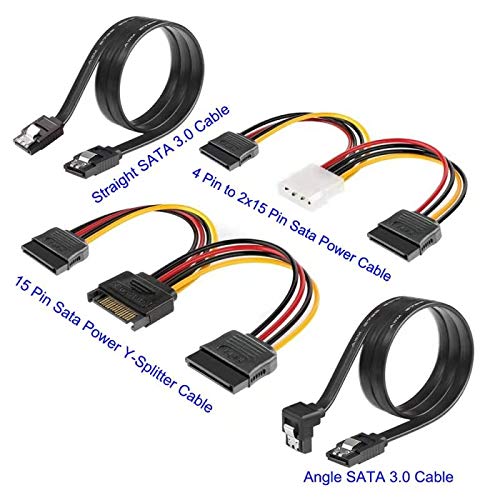 Ketawa Sata Cable, Sata Data Cable And Sata Power Splitter Cable (4 Pack) Sata Iii Cable 6.0 Gbps Sata 3.0 Cable,15 Pin Power Splitter Cable #TOP3