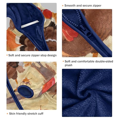 Turkey Playing Bowling in Autumn Toddler Fleece Jacket Girl Boys Hooded Fleece Jacket Coat Warm Outwear Zip-up 3-10T3