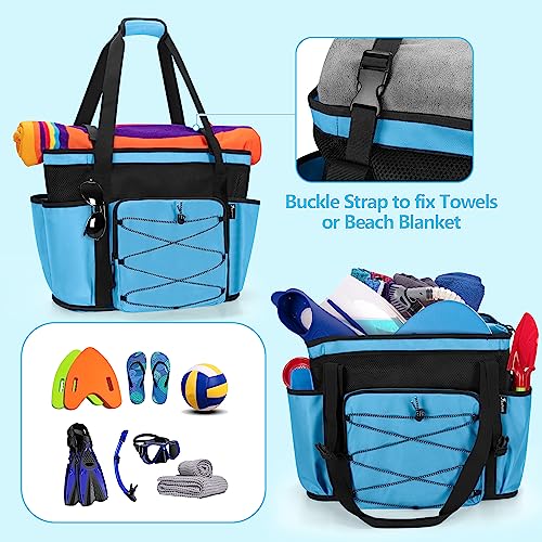 Fasrom Large Mesh Beach Bag with Zipper Bottom, Oversized Beach Bag Tote with Wet & Dry Separation for Pool or Beach Travel3