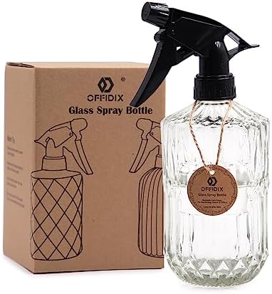 OFFIDIX Glass Spray Bottle,Plant Mister,Pressure Watering Can,Water Spray Bottle with Adjustable Nozzle,0.43L/15.17oz Handheld Spray Bottles for Outdoor Indoor Garden,Cleaning Solutions