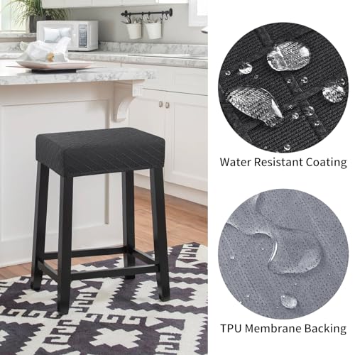 Image of YISUN Stool Covers Rectangle - 2 Pack Stretch Waterproof Saddle Seat Cover Counter Bar Stools Bar Chairs Covers Kitchen Island Chairs Cushion Protector
