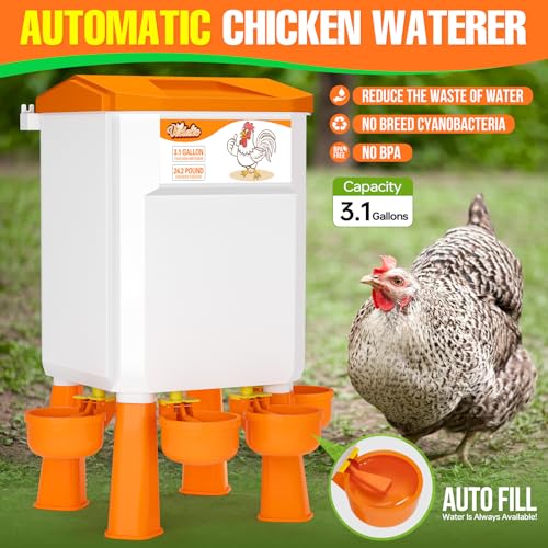 Chicken Feeder and Waterer Set, Chicken Coop Accessories, 3.1 Gallon/24.2 Pounds, Automatic Chick Feeder and Waterer Set No Waste - Image 4