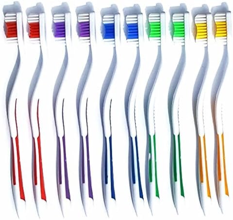 Top Choice Brands 100pc Toothbrush Individually Package Classic Medium Soft Fur Multi Color Great for Travel, Hotel, Guests, Disposable use and More (100Pack)