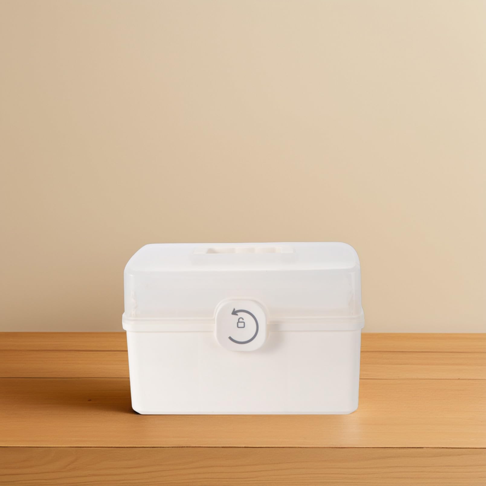 Scatola dei Medicinali Grande in Plastica Bianca Manico | Chiusura Girevole, Portatile per Casa, Contenitore Multi-livello per Piccoli Farmaci e Accessori