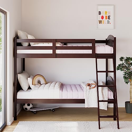 Storkcraft Long Horn Twin-Over-Twin Bunk Bed (Espresso) - GREENGUARD Gold Certified, Converts to 2 Individual Twin Beds