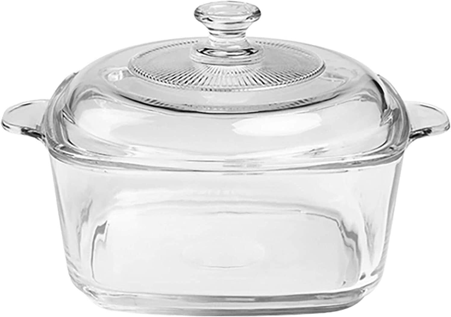 Clear Glass Round Baking Dish with Lid,Deep Casserole Dish with Handles,Heat Cold Proof Salad Bowl Microwave Oven Freezer & Dishwasher Safe-Round