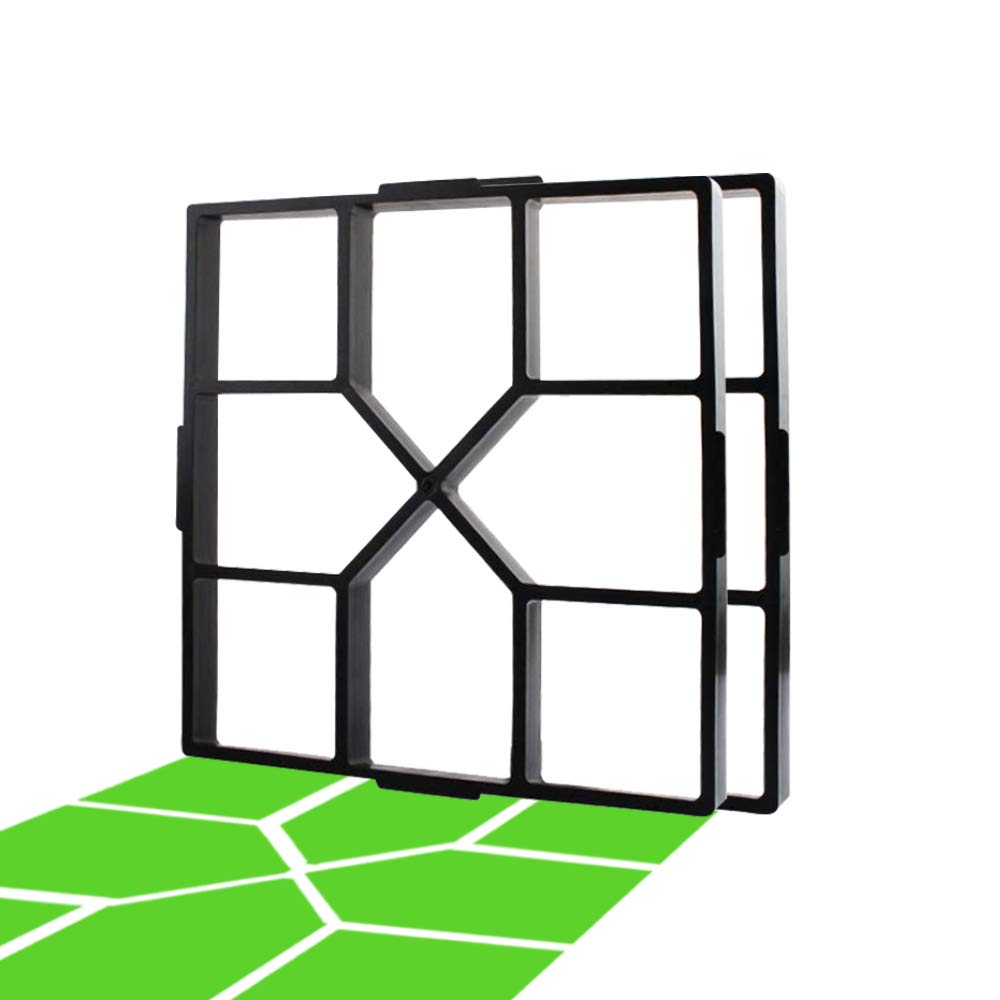 CJGQ 15.7"x15.7"x1.57"Walk Maker Reusable Concrete Path Maker Molds Stepping Stone Paver (Square 2-Pack)