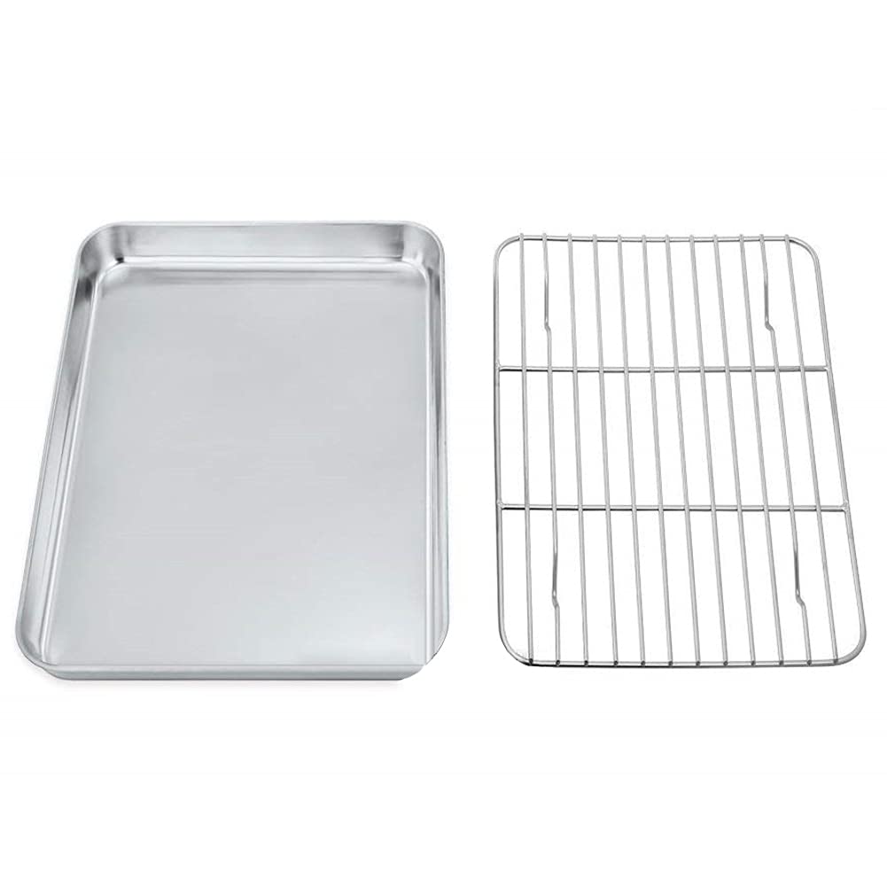Bandeja de horno extraíble Parrilla rectangular de acero inoxidable Bandeja para hornear galletas Placa con rejilla de enfriamiento Gadget de cocina Sartén antiadherente para horno Horno Rejilla de