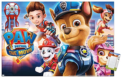 Trends International Nickelodeon Paw Patrol Movie - Theatrical Wall Poster, 34L x 22.4W, Premium Poster & Mount Bundle