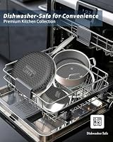 FogDream 5 Pcs Stainless Steel Cookware Set, 9.5in Non Stick Frying Pan, 5-Quart Soup Pot & 2.3-Quart Sauce Pan with 2 Lids, Stay-Cool Handles, Dishwasher & Oven-Safe, Induction Compatible, Silver — image 7