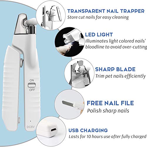 Aodesy Cat Dog Nail Clippers and Trimmer, Pet Nail Clippers with LED Light, Professional Pet Trimmer Dog Cat Pet Nail Clippers, Professional Grooming Tools Kit for Animals Claw Care