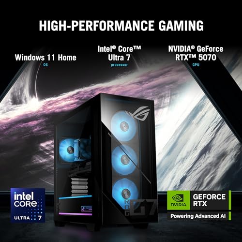 Image of ASUS ROG G700 (2026) Gaming Desktop PC, Intel Core Ultra 7 265KF Processor, NVIDIA GeForce RTX 5070, 1TB M.2 NVMe PCIe 4 SSD, 32GB DDR5 RAM, Windows 11 Home, G700TF-AB776
