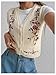 GORGLITTER Women's Flower Embroideried Vintage Sweater Vest Sleeveless Fall Country Concert Crochet Cardigan Khaki Small Multicolor Medium