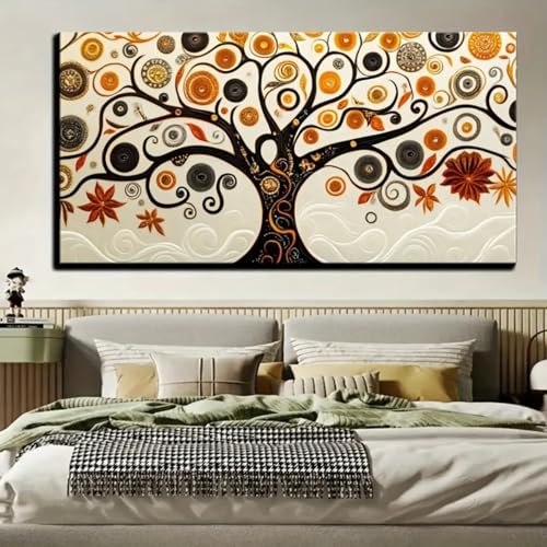 Toile abstraite bleu et or 90x180 | Poster mural grand format moderne