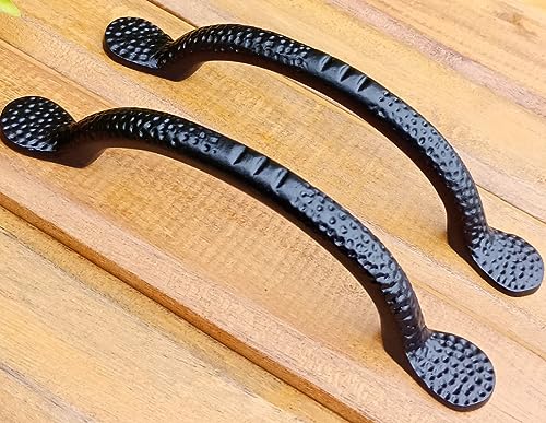 Image of MIX&MATCH HOME IMPROVEMENT Black matt 6inch pulls Handle 6pcs for Wardrobe Cabinet Window Cupboard Door with Round Art decortaive Style.