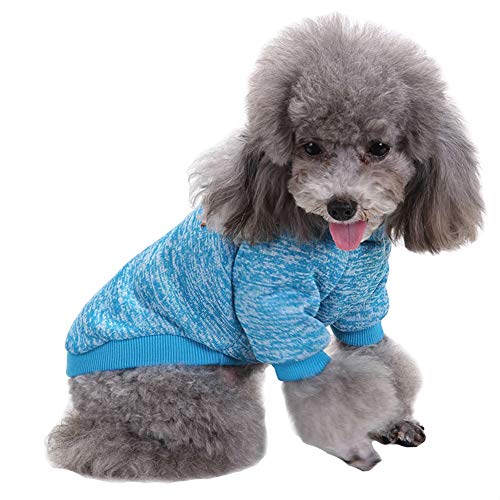 Image of Pet Dog Classic Knitwear Sweater Warm Winter Puppy Pet Coat Soft Sweater Clothing for Small Dogs (S, Light Blue)